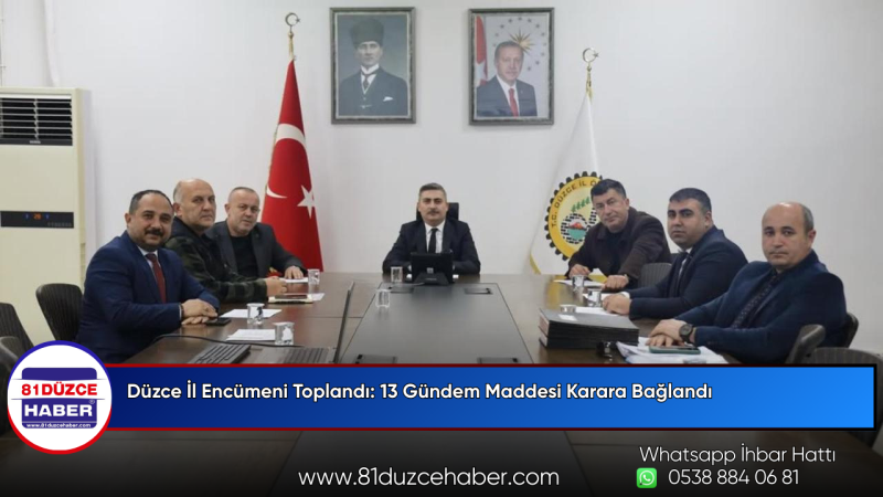 Düzce İl Encümeni Toplandı: 13 Gündem Maddesi Karara Bağlandı