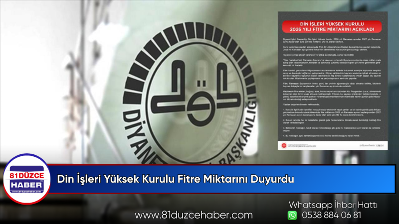Din İşleri Yüksek Kurulu Fitre Miktarını Duyurdu