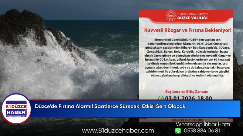 Düzce’de Fırtına Alarmı! Saatlerce Sürecek, Etkisi Sert Olacak