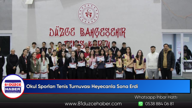 Okul Sporları Tenis Turnuvası Heyecanla Sona Erdi