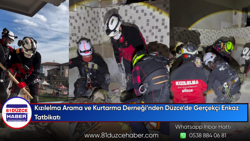 Kızılelma Arama ve Kurtarma Derneği’nden Düzce’de Gerçekçi Enkaz Tatbikatı