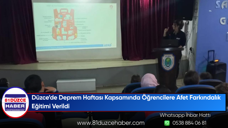 Düzce’de Deprem Haftası Kapsamında Öğrencilere Afet Farkındalık Eğitimi Verildi