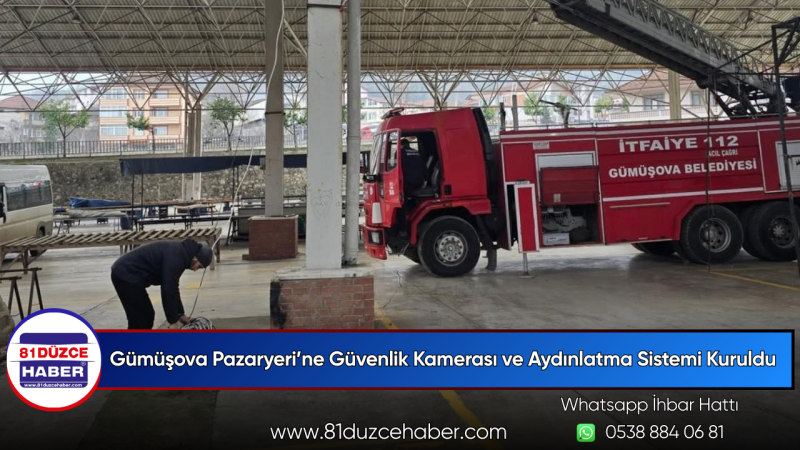 Gümüşova Pazaryeri’ne Güvenlik Kamerası ve Aydınlatma Sistemi Kuruldu