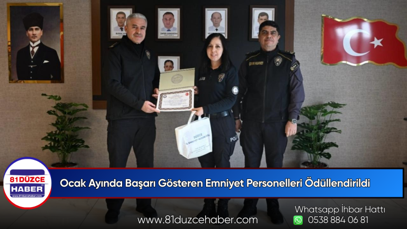 Ocak Ayında Başarı Gösteren Emniyet Personelleri Ödüllendirildi