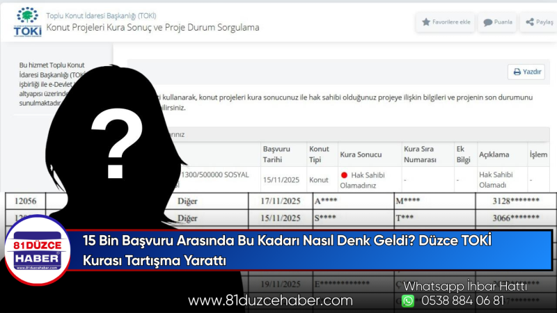 15 Bin Başvuru Arasında Bu Kadarı Nasıl Denk Geldi? Düzce TOKİ Kurası Tartışma Yarattı
