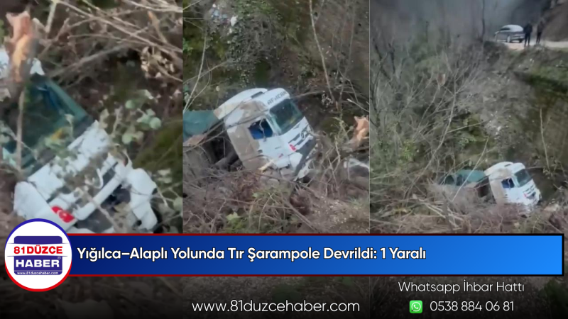 Yığılca–Alaplı Yolunda Tır Şarampole Devrildi: 1 Yaralı