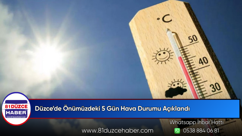 Düzce’de Önümüzdeki 5 Gün Hava Durumu Açıklandı