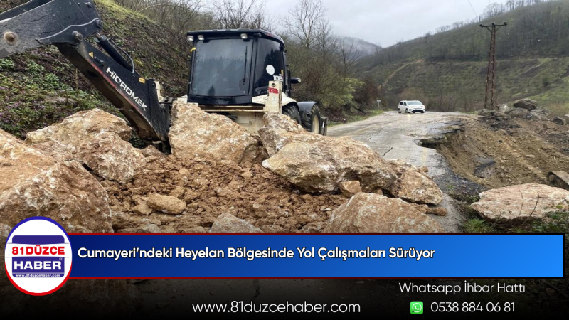 Cumayeri’ndeki Heyelan Bölgesinde Yol Çalışmaları Sürüyor