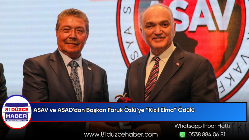 ASAV ve ASAD’dan Başkan Faruk Özlü’ye “Kızıl Elma” Ödülü