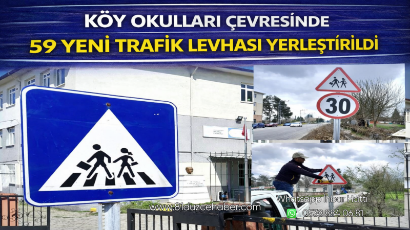 Köy Okulları Çevresinde 59 Yeni Trafik Levhası Yerleştirildi