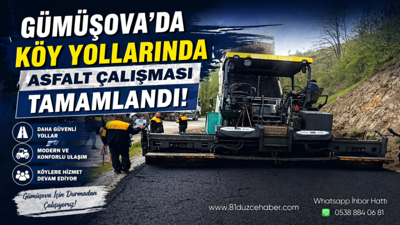Gümüşova’da Köy Yollarında Asfalt Çalışması Tamamlandı