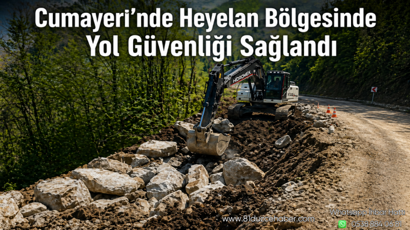 Cumayeri’nde Heyelan Bölgesinde Yol Güvenliği Sağlandı