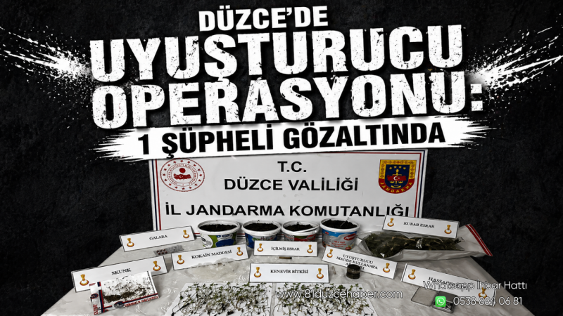 Düzce'de Uyuşturucu Operasyonu: 1 Şüpheli Gözaltında