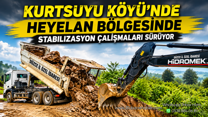 Kurtsuyu Köyü’nde Heyelan Bölgesinde Stabilizasyon Çalışmaları Sürüyor