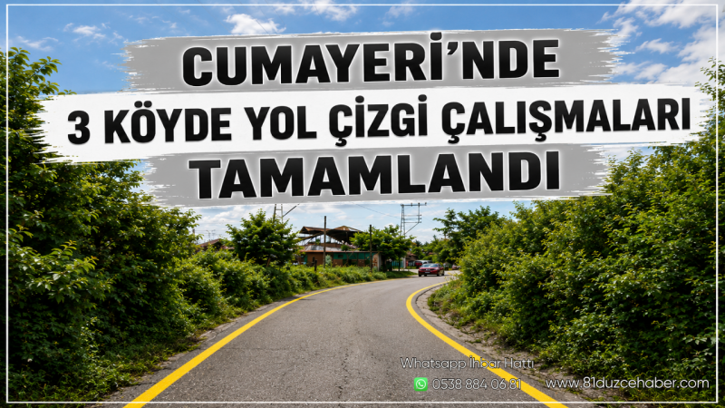 Cumayeri’nde 3 Köyde Yol Çizgi Çalışmaları Tamamlandı