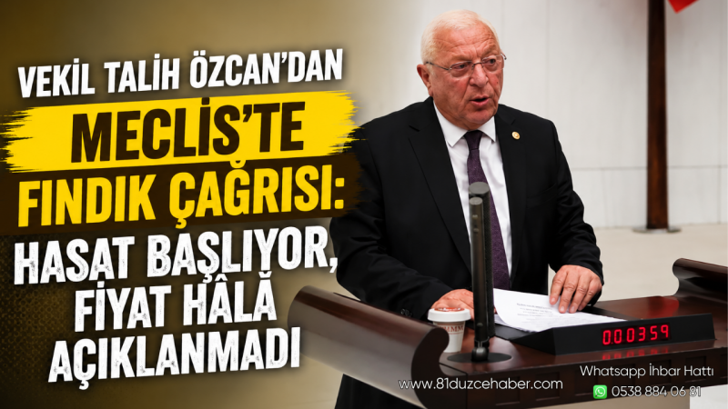 Vekil Talih Özcan'dan Meclis'te Fındık Çağrısı: 