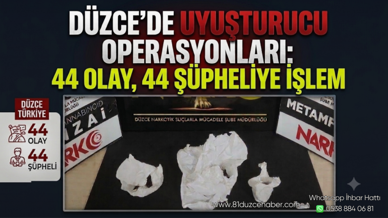 Düzce'de Uyuşturucu Operasyonları: 44 Olay, 44 Şüpheliye İşlem