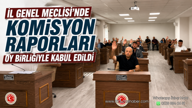 İl Genel Meclisi'nde Komisyon Raporları Oy Birliğiyle Kabul Edildi