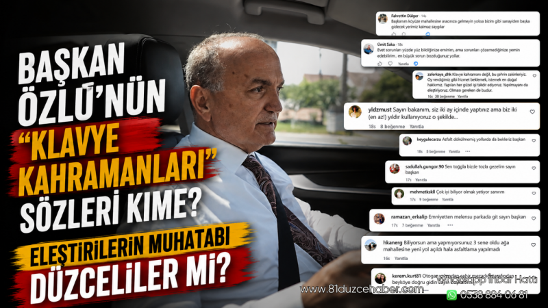 Başkan Özlü’nün “Klavye Kahramanları” Sözleri Kime? Eleştirilerin Muhatabı Düzceliler mi?
