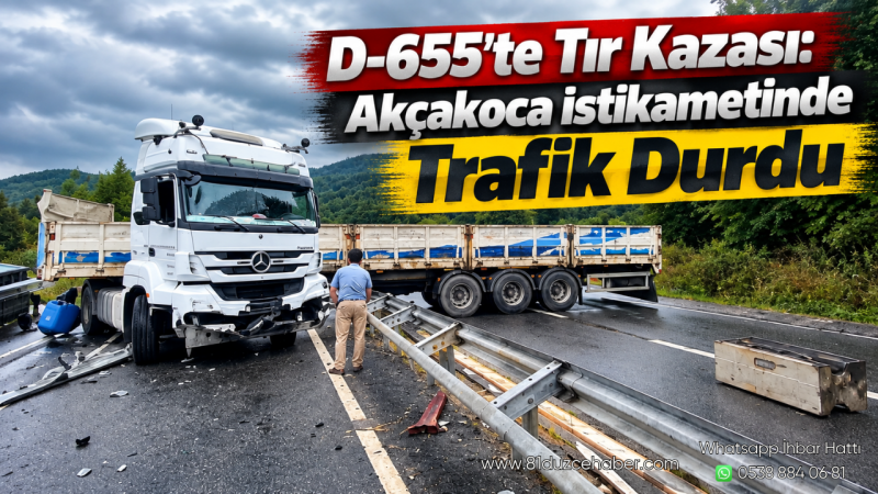 D-655’te Tır Kazası: Akçakoca İstikametinde Trafik Durdu