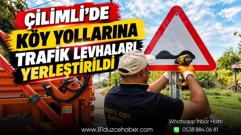 Çilimli’de Köy Yollarına Trafik Levhaları Yerleştirildi