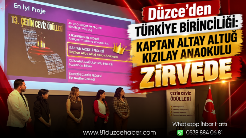 Düzce’den Türkiye Birinciliği: Kaptan Altay Altuğ Kızılay Anaokulu Zirvede
