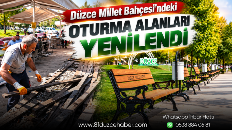 Düzce Millet Bahçesi’ndeki Oturma Alanları Yenilendi