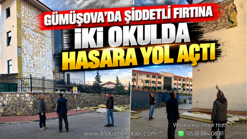 Gümüşova’da Şiddetli Fırtına İki Okulda Hasara Yol Açtı