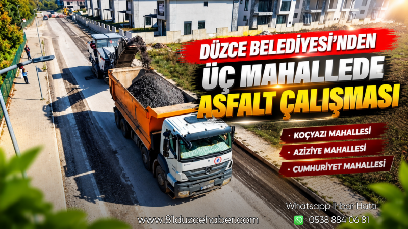 Düzce Belediyesi’nden Üç Mahallede Asfalt Çalışması
