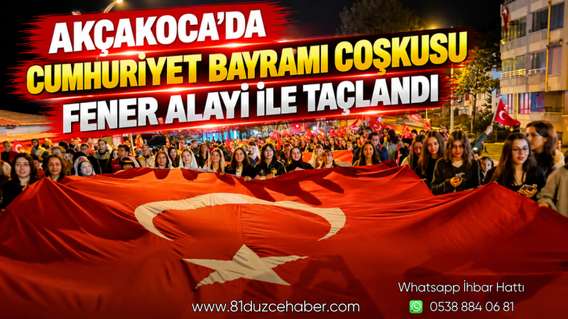 Akçakoca’da Cumhuriyet Bayramı Coşkusu Fener Alayı ile Taçlandı