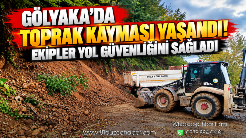 Gölyaka’da Toprak Kayması Yaşandı! Ekipler Yol Güvenliğini Sağladı
