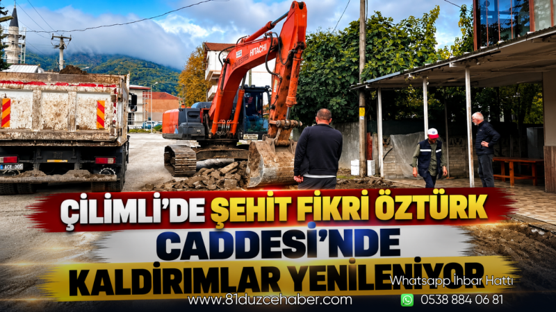 Çilimli’de Şehit Fikri Öztürk Caddesi’nde Kaldırımlar Yenileniyor